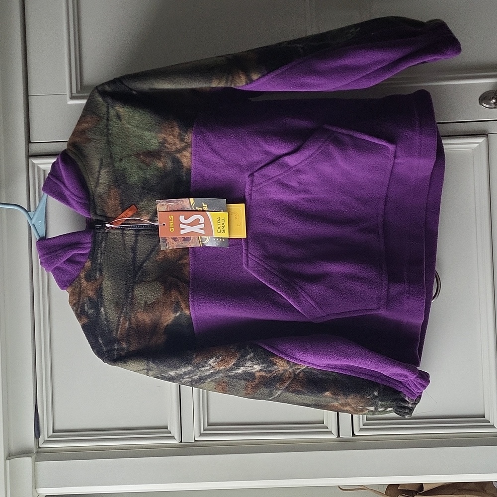 Purple Camo Fleec Hoodie - Big Girls XS